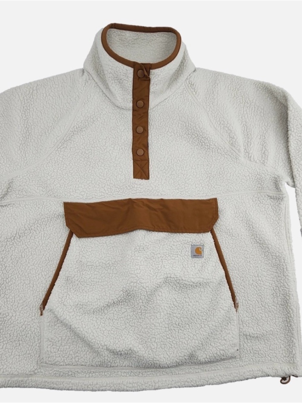 Carhartt Women's Cream Sherpa Pullover with Tan Trim - Picture 2 of 4